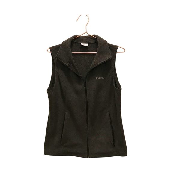 Columbia dark gray fleece zip up vest size medium zip pockets - Picture 1 of 6